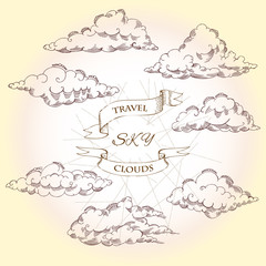 Background with clouds sketches