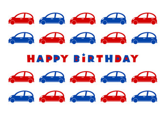 Naklejka premium 自動車模様のバースデーカードイラスト