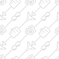 seamless vacation icons airplane