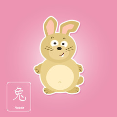 Stock vector icons with rabbit and chinese zodiac sign for your design