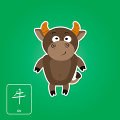 Stock vector icons with ox and chinese zodiac sign for your design