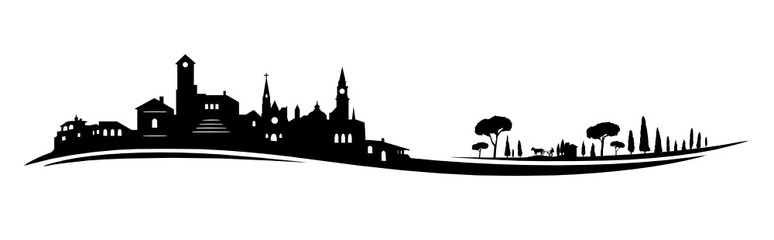 Fototapeta premium Silhouette Südeuropa - Italien, Spanien, Südfrankreich