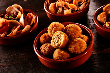 Fried round croquettes with delicious stuffing