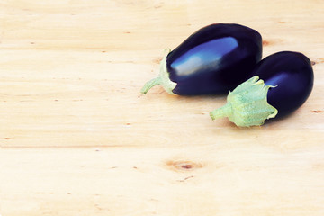 Eggplant on a wooden board