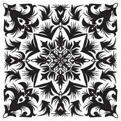 Fototapeta premium Hand drawing pattern for tile in black and white colors.