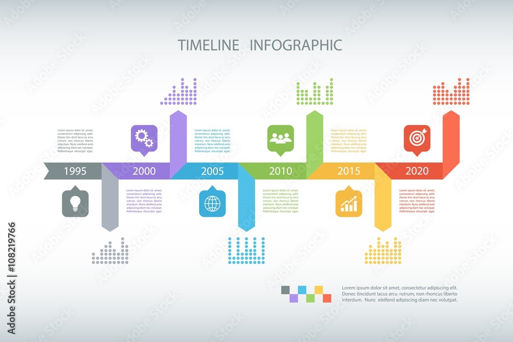 Poster Timeline infographic design template. Vector illustration for workflow layout, diagram, number options, web design, business presentation.