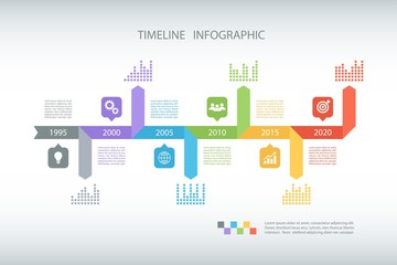 Timeline infographic design template. Vector illustration for workflow layout, diagram, number options, web design, business presentation.