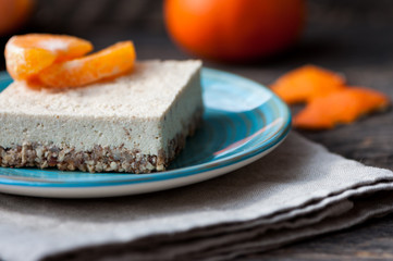 Raw vegan cheese cake with oranges