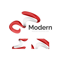 Vector abstract ribbon logo with business card identity design