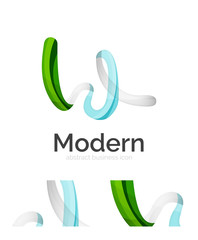 Abstract 3d swirl ribbon logo template with business card corporate identity design