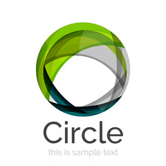 Circle logo. Transparent overlapping swirl shapes. Modern clean business icon