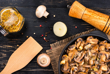 Fried mushrooms champignon