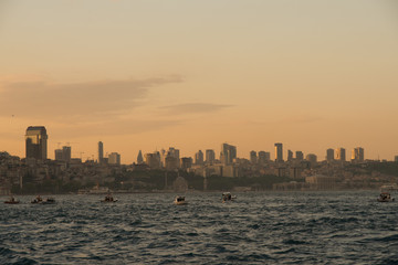 Istanbul skyline view at the senset.