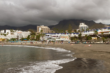 Tenerife is the largest and most populous island of the seven Canary Islands. View to the beach...