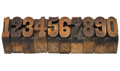 numbers in antique letterpress type