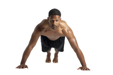 black man doing push up