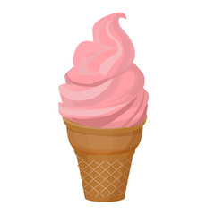 ice cream in a waffle cup, vector illustration, isolated on white background