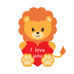 lion and heart with text