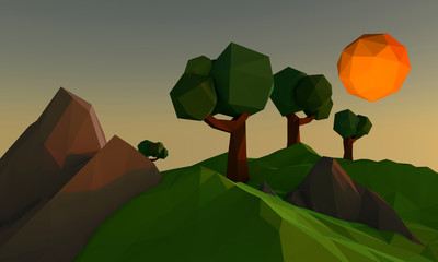 low poly trees