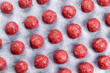 raw meat balls. ready to cook