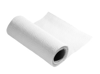 Roll of paper kitchen towels isolated on white