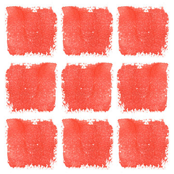 Watercolor cartoon elements on white background. Hand-drawn watercolor shapes. Cartoonishly style. Children cartoons. Abstract red texture.