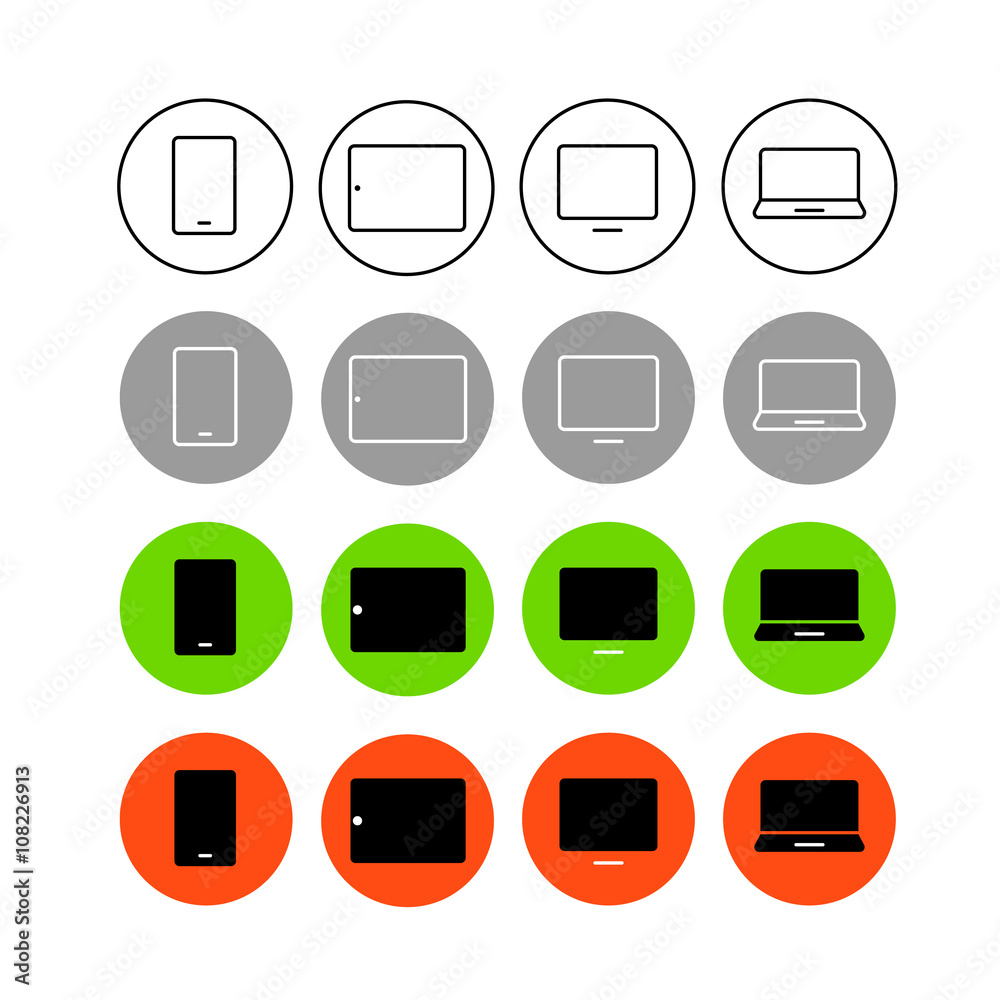 Poster Different style trendy interface vector icons set