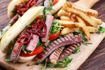 Perfect steak sandwich with home mayones and chips