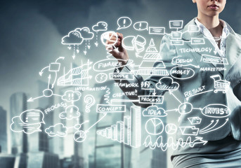 Woman sketching business ideas 