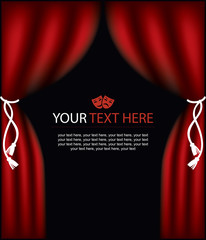 Fototapeta premium playbill with curtain theater stage and theatrical masks