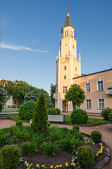 Fototapeta na wymiar Park in front of City Hall in Sillamae, Estonia
