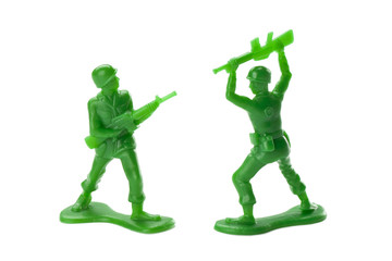a battle between two toy soldiers
