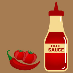 Острый красный томатный соус, кетчуп в бутылке