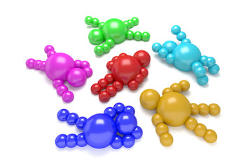 3D abstract multicolored "Ballman" characters