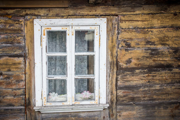 Old wooden retro window background.