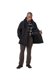 african american young man wearing winter clothes.