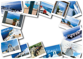 Naklejka premium The set of views from Oia village in Santorini island in Greece