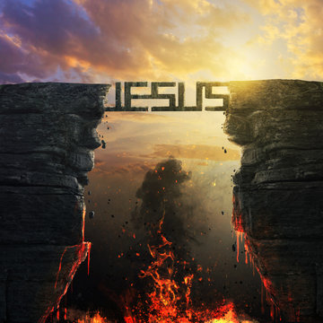 Jesus bridge over fire