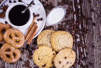 black coffee on a wooden background