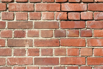 Background of old red brick wall