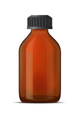 Brown glass medicine bottle with screw cap