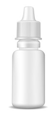 White plastic bottle for nasal spray and eye drops.