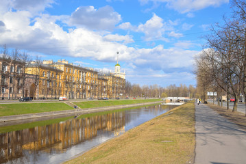 View of the Komsomol channel and Kolpino town.