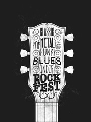 Naklejka premium Rock Music Festival Poster. Vintage styled vector illustration.