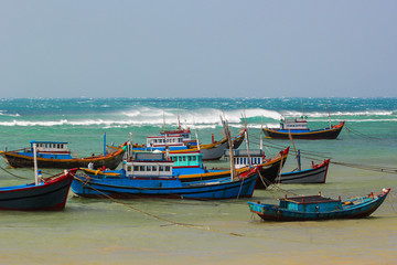 Fototapeta na wymiar Fishing boats at anchor