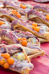 Fresh chicken entrails in the market.