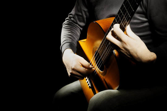 Acoustic guitar classical guitarist hands