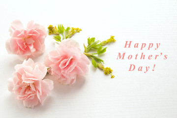 Mother's day card. Pink carnations. 
