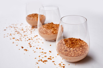 chocolate mousse in a glass