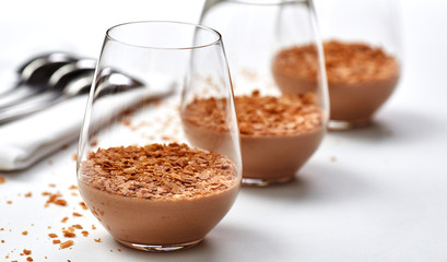 chocolate mousse in a glass